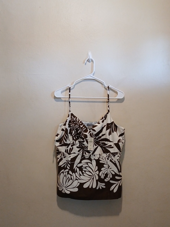 Ann Taylor Tops - Ann Taylor Brown and White Floral V-Neck Cami